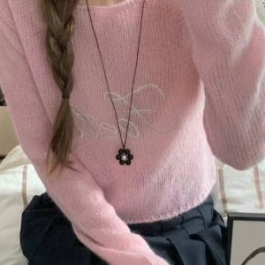 Sweetheart Korean Flower Pendant Necklace, Long Sweater Chain Accessory, Ins Style Jewelry for Girls, Trendy Y2K Fashion