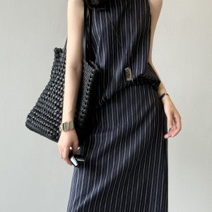 Tencel Linen Striped Vest Shirt and Skirt Two-Piece Set - High-End Summer 2025 Outfit for Effortless Style