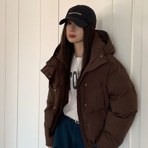 Thick Hooded Asymmetrical Coat for Women - Casual Winter Cotton Jacket, Warm and Stylish Outerwear for Everyday Wear