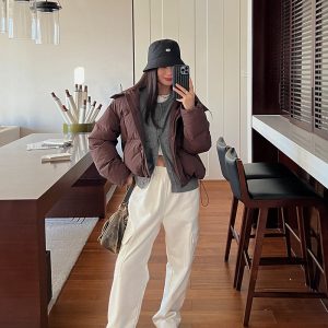 Thick Hooded Asymmetrical Coat for Women - Casual Winter Cotton Jacket, Warm and Stylish Outerwear for Everyday Wear