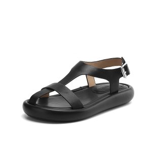 Thick-Soled Flat Roman Sandals for Women - Versatile T-Strap Summer Beach Shoes with Cushion Comfort