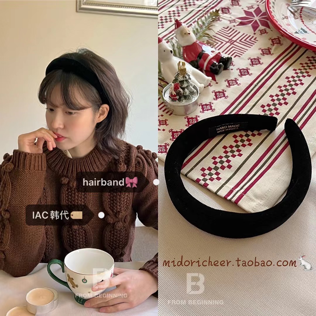 Thick Velvet Headband for Height Enhancement, Authentic Korean Style, Fashionable Hair Accessory