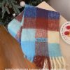 Thickened Blue and Pink Plaid Scarf for Autumn and Winter - Versatile Warm Neck Scarf for 2023 Fashion Trends