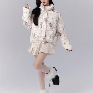 Thickened Cotton Winter Coat with Letter Design for Warmth - Stylish Fall/Winter Outerwear