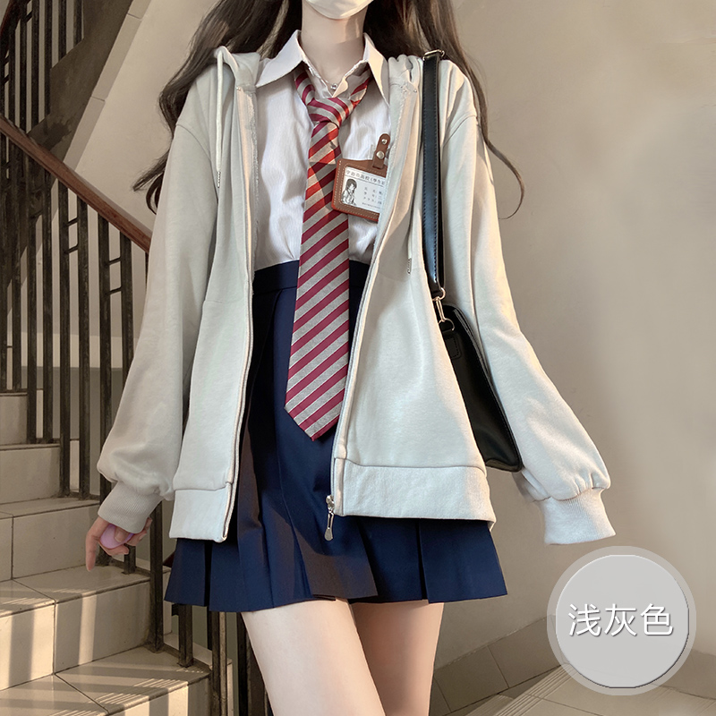 Thickened Solid Color JK Hoodie Jacket - Pudding Bear Inspired Loose Cardigan for Autumn 2024, Trendy Streetwear Style