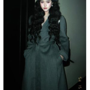 Thigh-Length Double-Sided Wool Coat with Scarf Collar – Trendy High-End Mid-Length Fashion Outerwear