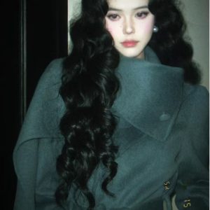 Thigh-Length Double-Sided Wool Coat with Scarf Collar – Trendy High-End Mid-Length Fashion Outerwear