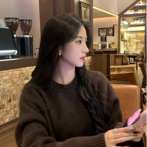 Thigh-Length Waist-Tied Sweater Dress for Women - Lazy Chic Style, High-End Design, Perfect for 90s and Y2K Fashion Lovers