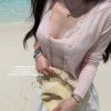 Three-Color Transparent Exquisite Camisole & Cardigan Set - Summer Love Letter High Wearability Fashion for Y2K Style
