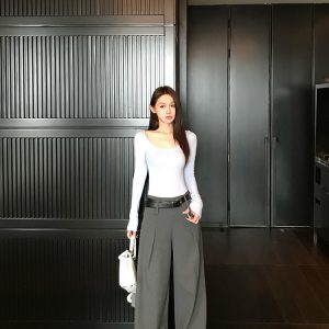 Three-Dimensional Wide-Leg Hip-Enhancing Casual Pants - Fashion Pioneer 380G Suit for Trendy 90s Y2K Style