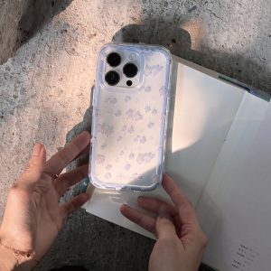 Transparent Summer Phone Case for iPhone 15 Pro Max - Hand-Painted Ginkgo Design, Two-in-One Soft Shell, Niche Aesthetic Style