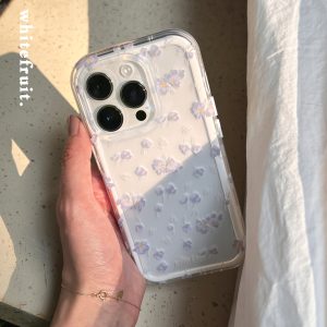 Transparent Summer Phone Case for iPhone 15 Pro Max - Hand-Painted Ginkgo Design, Two-in-One Soft Shell, Niche Aesthetic Style