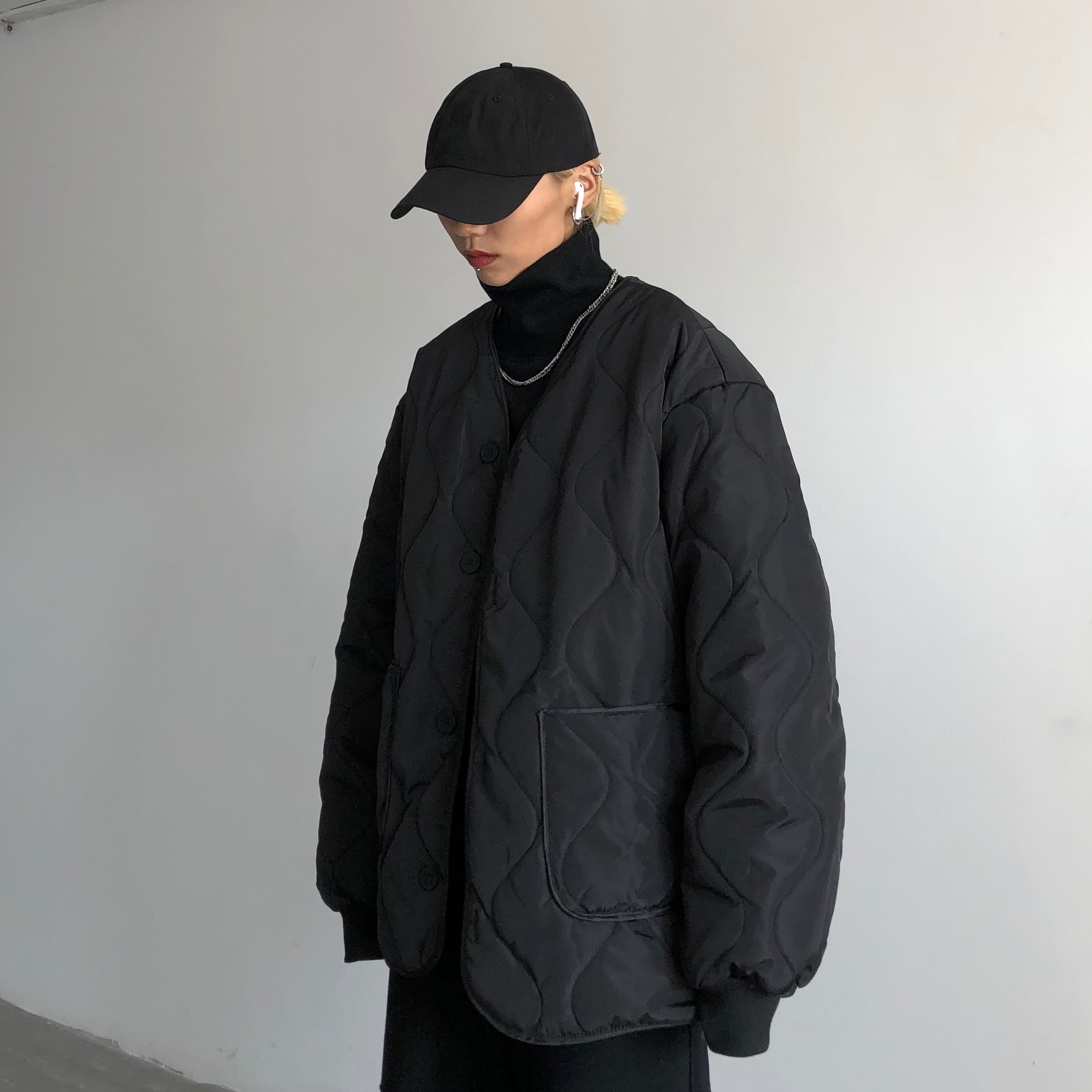Trendy 2024 Winter Hong Kong Style Retro Loose No-Collar Cotton Jacket Baseball Coat for Men & Women - Unisex Fashion Outerwear