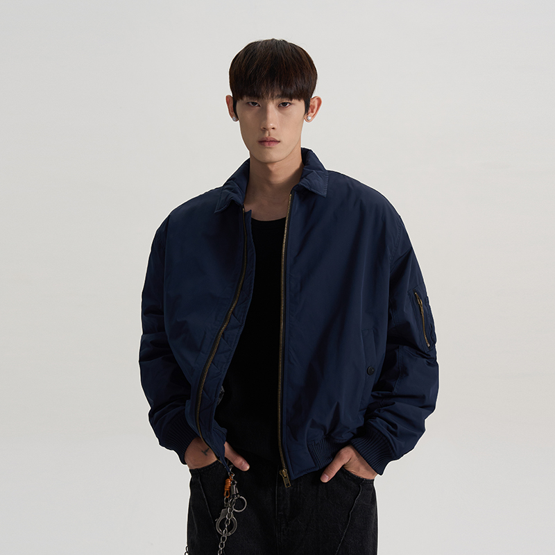 Trendy American High Street Pilot Jacket for Couples | Cotton Short Coat with Loose Fit and Clean Style