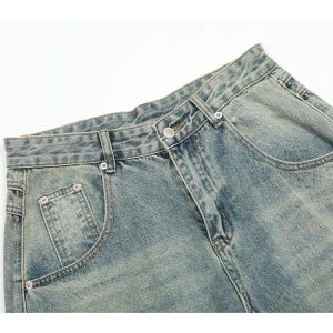 Trendy American Retro Distressed Denim Jeans - Summer Curved Knife Pants for Women, Thin & Fashionable, 90s Y2K Inspired Style