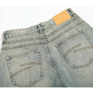 Trendy American Retro Distressed Denim Jeans - Summer Curved Knife Pants for Women, Thin & Fashionable, 90s Y2K Inspired Style