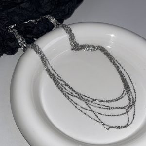 Trendy Doudou-Style Gold and Silver Multi-Layer Tassel Necklace for Women, High-End Decorative Collarbone Chain