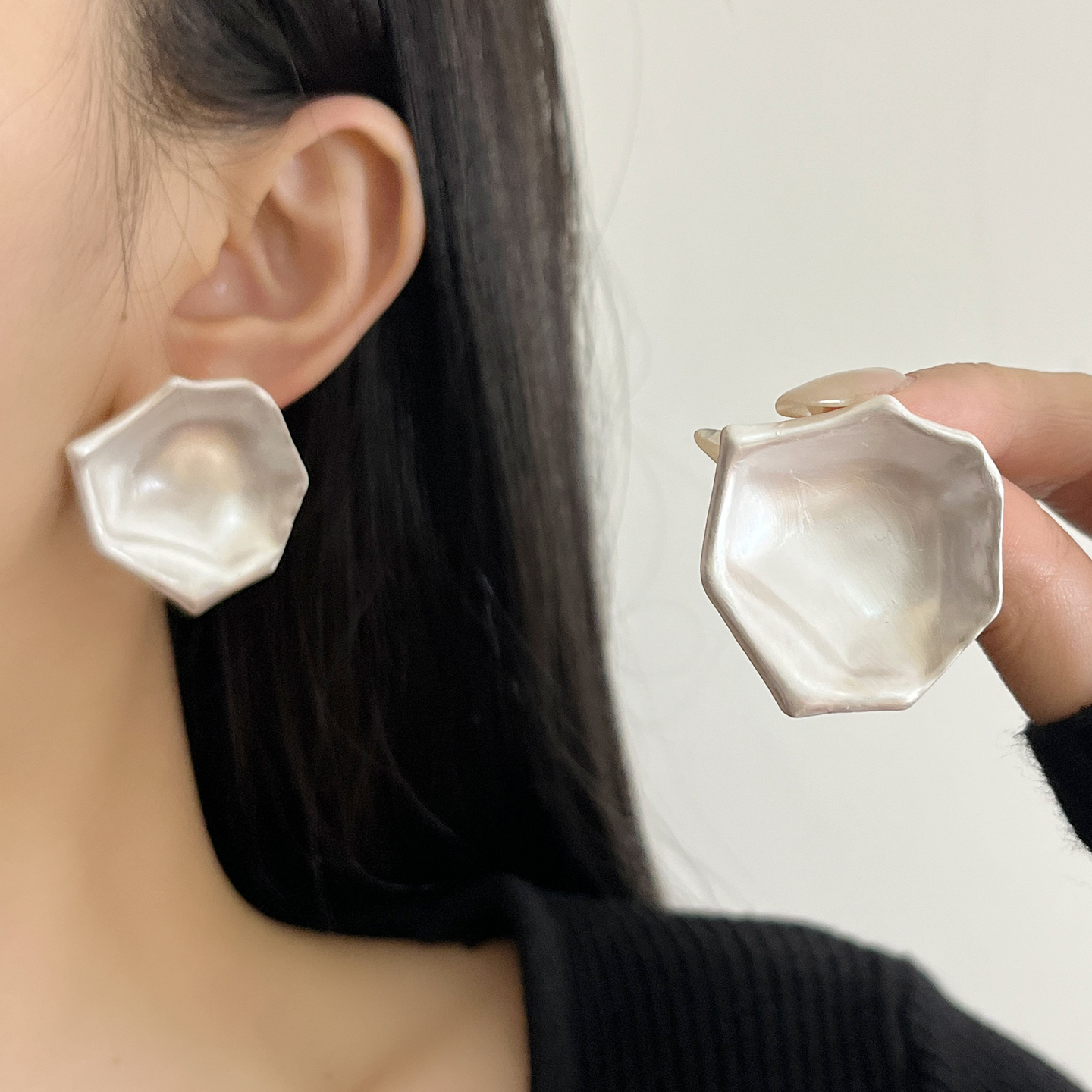 Trendy Geometric Irregular Rose Petal Earrings - Elegant Feminine Ear Studs for 2025 - Unique European & American Style