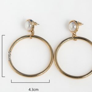 Trendy Gold Metal Round Hollow Drop Earrings for Women - Stylish Pearl Ear Accessories, Japanese & Korean Jewelry
