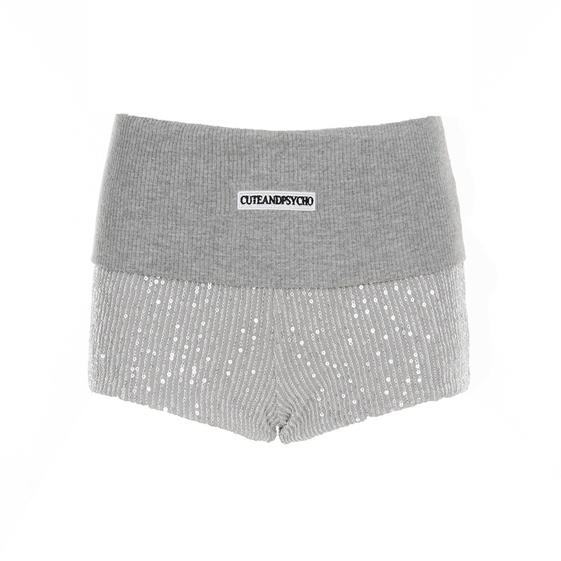Trendy High-Waisted Spliced Sequined Ultra-Short Shorts for Spring/Summer - Sexy Bodycon Hot Pants for Fashion-Forward Girls