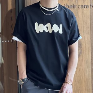 Trendy Loose Short Sleeve T-Shirt for Men - Casual Round Neck Tee with Letter Rubber Print - Versatile 2023 Spring/Summer Style