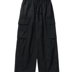 Trendy Men's Cargo Pants, Wide-Leg Straight Cut, American Vibe, Japanese Casual Style, Functional Fashion for Modern Looks