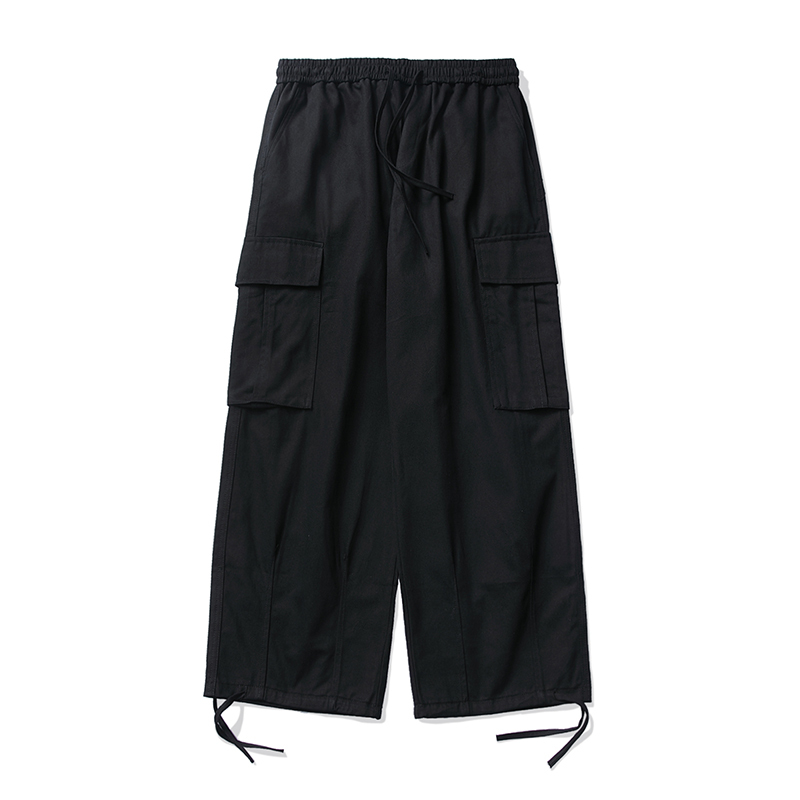 Trendy Men's Cargo Pants, Wide-Leg Straight Cut, American Vibe, Japanese Casual Style, Functional Fashion for Modern Looks