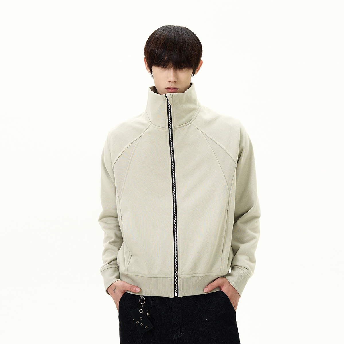 Trendy Oversized Stand Collar Cardigan Sweatshirt - Clean Fit American Street Style Minimalist Jacket Coat