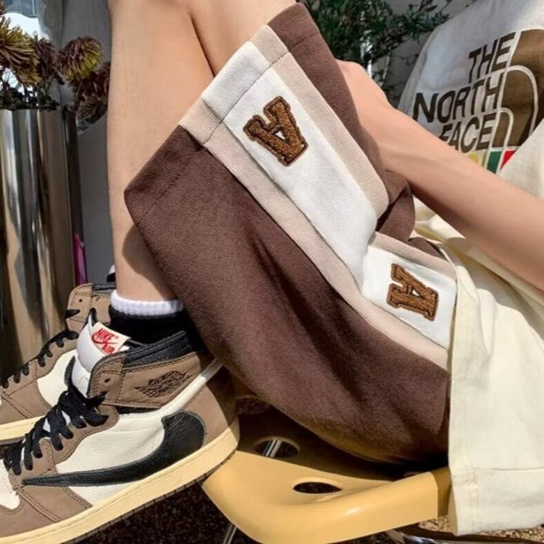 Trendy Patchwork Sports Shorts for Men and Women - Loose Mid-Length Basketball Shorts, Summer American Casual 5-Point Style