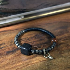 Trendy Retro Black Ebony Wood Bead Bracelet for Men and Women, Personalized Single Circle Couple Accessory