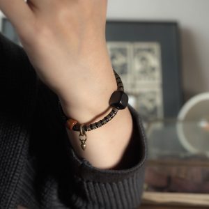 Trendy Retro Black Ebony Wood Bead Bracelet for Men and Women, Personalized Single Circle Couple Accessory
