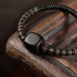 Trendy Retro Black Ebony Wood Bead Bracelet for Men and Women, Personalized Single Circle Couple Accessory