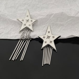 Trendy Star Long Tassel Earrings for Women - High-End Ear Studs Ideal for Round Faces, 2025 Fashion Statement