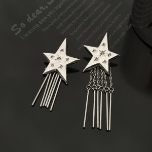 Trendy Star Long Tassel Earrings for Women - High-End Ear Studs Ideal for Round Faces, 2025 Fashion Statement