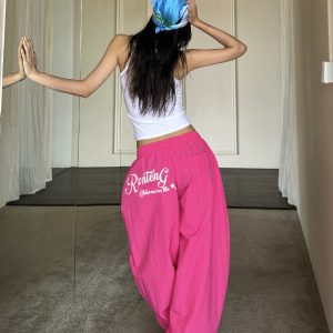 Trendy Summer Wide-Leg Tapered Pants for Hot Girls - Casual Quick-Dry Curved Knife Design for Street Dance Style