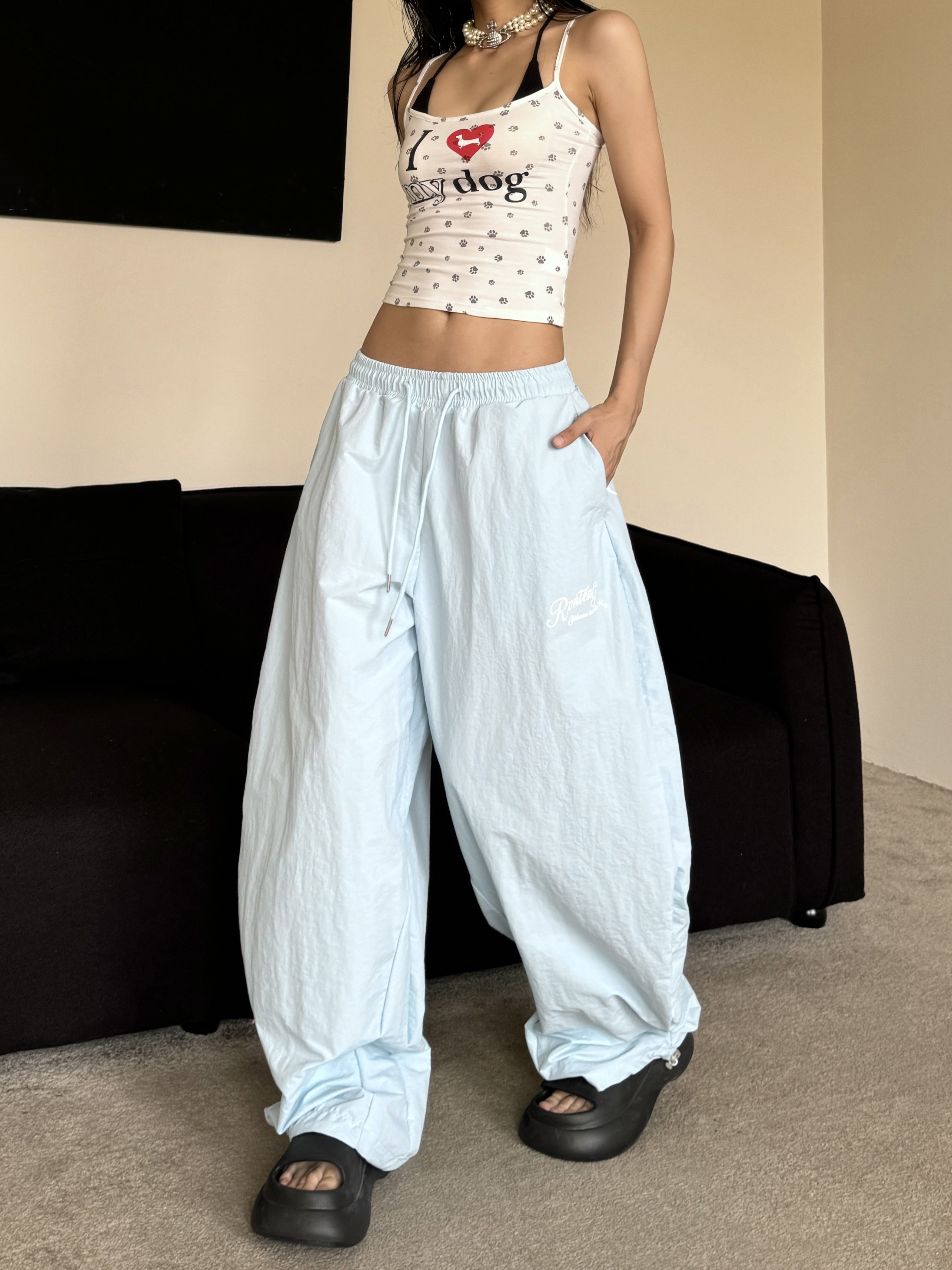 Trendy Summer Wide-Leg Tapered Pants for Hot Girls - Casual Quick-Dry Curved Knife Design for Street Dance Style