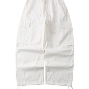 Trendy White Work Pants for Women - Hip-Hop Jazz Dance Long Straight-Leg Joggers, Casual Street Style, 90s Inspired Fashion