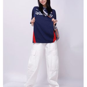 Trendy White Work Pants for Women - Hip-Hop Jazz Dance Long Straight-Leg Joggers, Casual Style, Y2K Fashion
