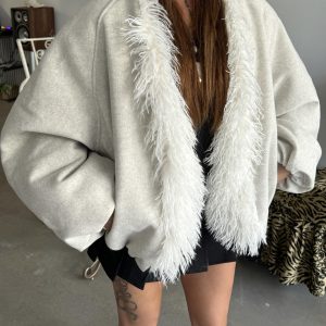 Trendy Winter Spicy Girl Fur Collar Spliced Cotton Coat - Loose Fit Thick Warm Outerwear for Stylish Comfort
