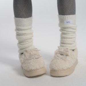 Two-Color Knitted Sock Sleeves - Soft Pile Socks for Cozy Layering - Perfect for Y2K and Korean Style Fashion