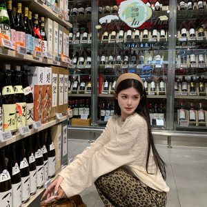 Ukiyo-e 3D Textured Striped Milk White Long Sleeve Top Women's T-Shirt - Casual Korean Style