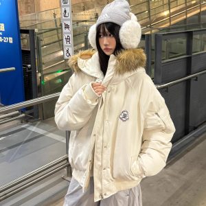 Unisex Detachable Fur Collar Hooded Parka Cotton Coat - Retro American Style Winter Jacket for Men and Women