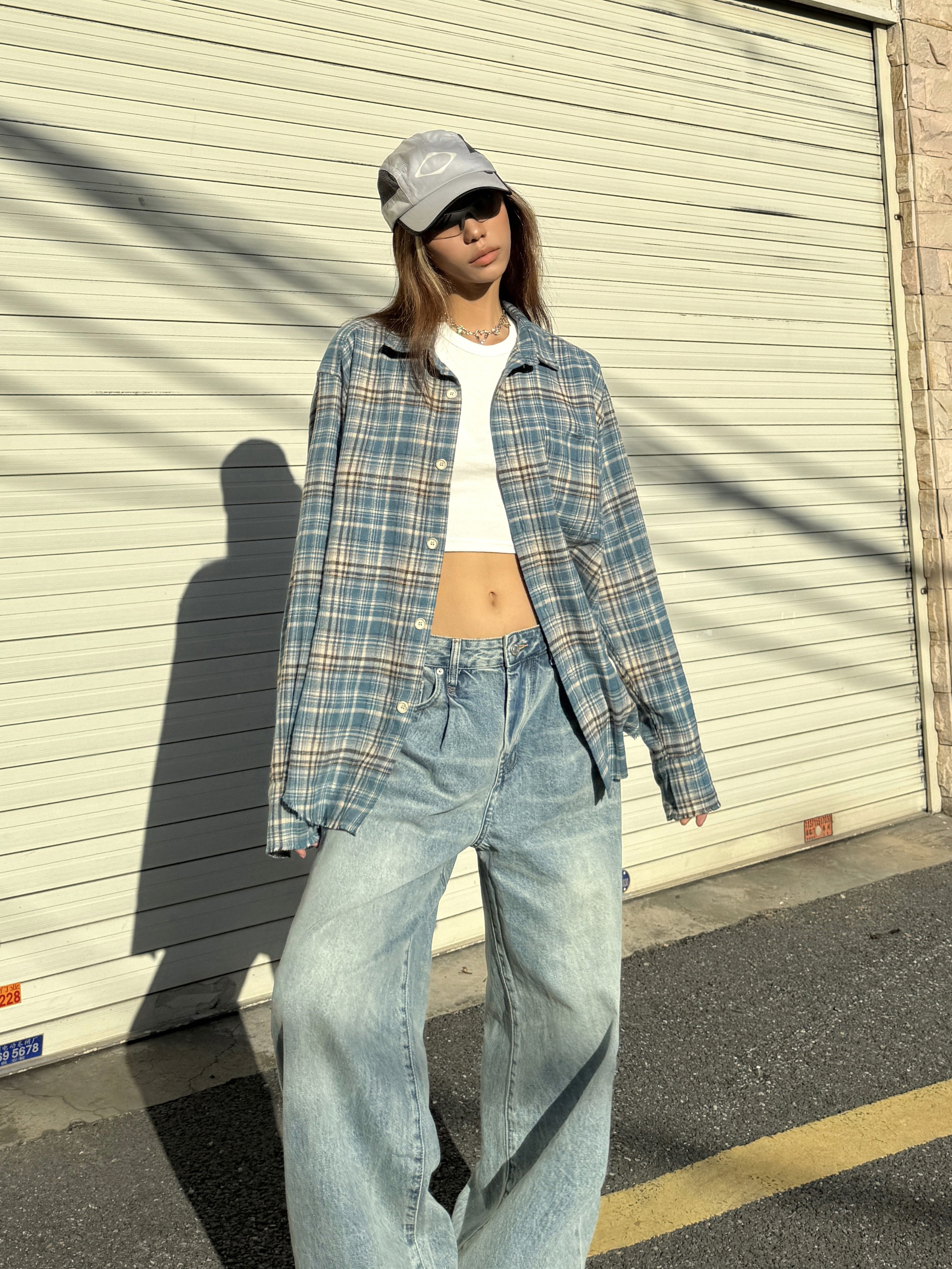 Unisex Loose Fit Plaid Shirt in American Retro Street Style - Casual and Trendy for 90s and Y2K Fashion Lovers