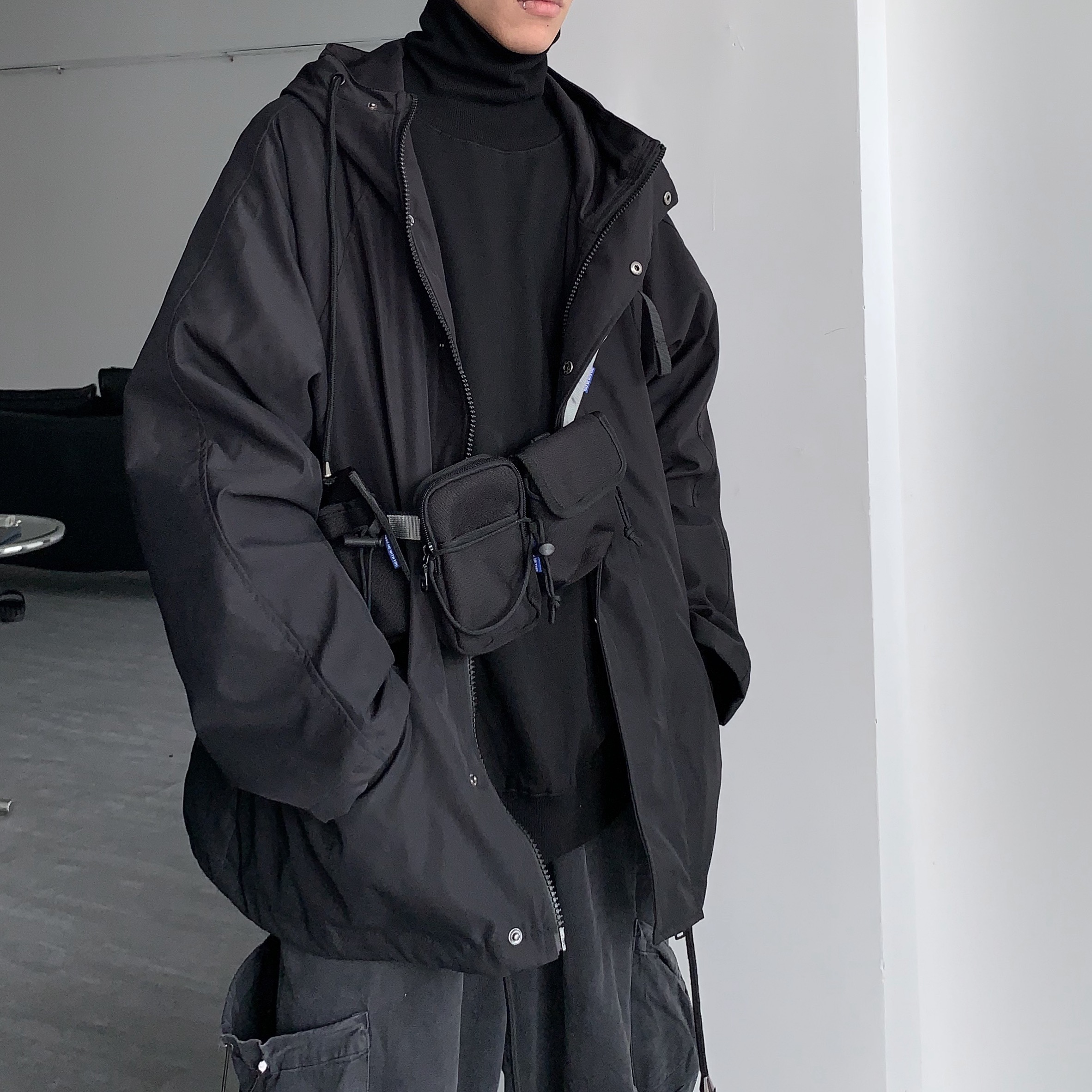 Unisex Oversized Mid-Length Padded Jacket - Trendy Cotton Coat for Autumn & Winter in Hong Kong Style