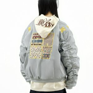 Unisex Retro Ethnic Patch Embroidery Flight Jacket - Thickened Cotton Winter Coat