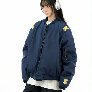 Unisex Retro Ethnic Patch Embroidery Flight Jacket - Thickened Cotton Winter Coat