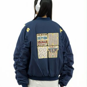 Unisex Retro Ethnic Patch Embroidery Flight Jacket - Thickened Cotton Winter Coat