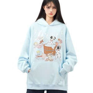 Unisex Retro Fun Printed Hoodie - Loose-Fitting Casual Sweatshirt for Autumn, 90s Inspired American Style
