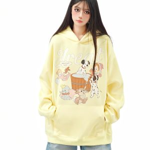 Unisex Retro Fun Printed Hoodie - Loose-Fitting Casual Sweatshirt for Autumn, 90s Inspired American Style