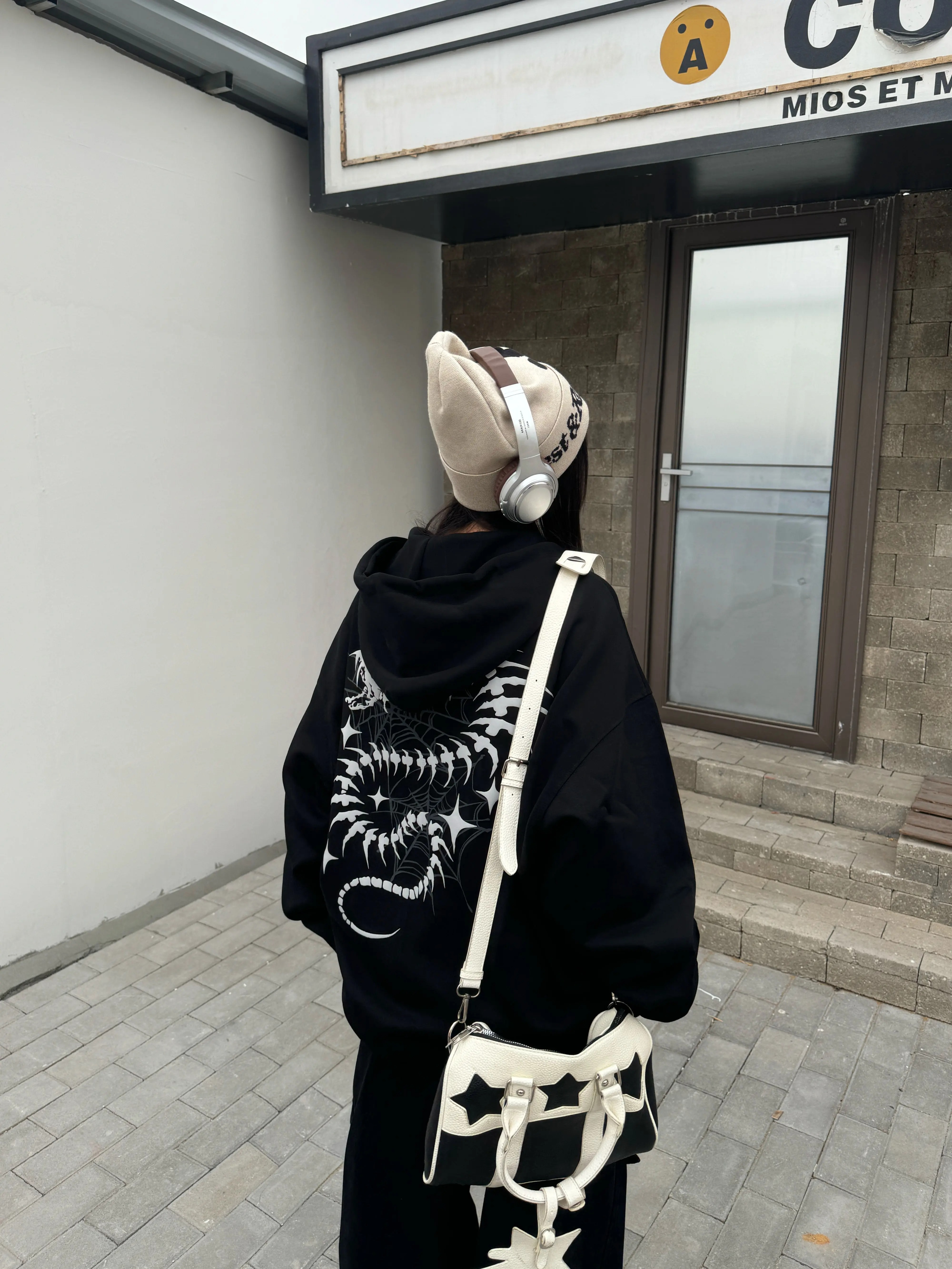 Unisex Snake Year Skeleton Print Hoodie Jacket - Limited Edition Spring Zipper Cardigan in Trendy Amoeba Style